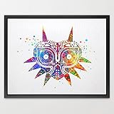 Dignovel Studios 11X14 Majora's Mask inspired Legend of Zelda Watercolor Art Print Wall Art Hanging 