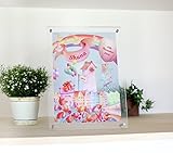 産祝い 出産記念 名入れ ベビーバース メモリアルフレーム バースメモリアルボード 祝福の街 アクリル (ピンク)