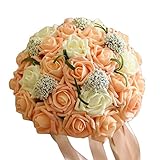 結婚式ブライダルブーケ結婚式人工花束人工ローズ、シャンパン 結婚式の花嫁のブーケ 人工花束