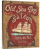 グローバルギャラリー古い海犬サルーンキャンバス壁アート 22W x 1.5D x 28H in. イエロー GCS-129375-2228-142