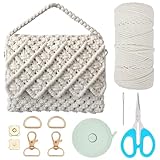 BEUNITONE マクラメバッグ DIY キット 大人用 : ボーホー ショルダー バッグ マーケット バッグ トレンディなハンドバッグキット ビデオ説明書付き