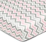 American Baby Company 100% Cotton Percale Fitted Crib Sheet, Pink Zigzag by American Baby Company