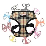 THAIN 犬 ハーネス 小型犬 ハーネス チェック 犬のハーネス 犬用ハーネス 可愛い ペット用品 ハーネス 犬 安全 通気 ドッグハーネス 小型犬 おしゃれ 胴輪 人気 格子縞(S,ブラック)