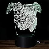 テーブルランプ3D創造性光る犬のヘッドLEDナイトライトベッドルームのベッドサイドランプホリデーギフト,Beige