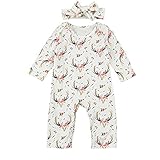 (プタス)Putars ベビー服 子供服 ロンパース 女の子 長袖 総柄 花柄 鹿模様 可愛い 秋 冬 新生児 歩行服 出産お祝い 記念日 プレゼント 6-18ヶ月