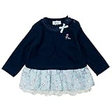 《H29年春物》(日本製) Pample Mousse(パンプルムース) ストレッチリップルスカート部分花柄トレーナー 80cm/NB NO.DP-71212