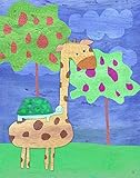 Green Leaf Art Giraffe and Turtle Canvas Art [並行輸入品]