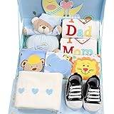サンフラワー（SUNFLOWER）ギフトセット、出産祝い、ベビー用品、ギフト8点セット、ロンパース、カバーオール、くまちゃん、可愛いプレゼント、ベビー＆マタニティ、ベビー服、ベビーギフト、涎掛け、クマ