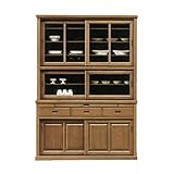 【設置無料】食器棚 完成品 幅135cm 引き戸 ソフトブラウン 国産品 日本製