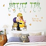 Green Leaves Flower蝶Lovers壁ステッカーデカールホーム装飾壁画PVC壁紙家アート画像リビングルーム大人用Seniorティーンキッズ赤ちゃん寝室装飾