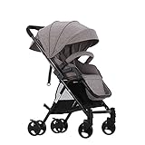 HUKOER　ベビーカー ハイシートベビーカー 4輪ベビーカー 折りたたみ式 通気性良い 物置袋付き (グレー)