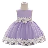 RoRykon　子供ドレス ベビードレス 花柄 ベビーデイジー 結婚式 セレモニードレス フォーマルドレス 赤ちゃん お宮参り (90cm, パープル)