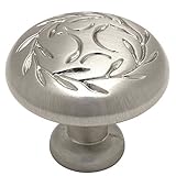 Cosmas 464SN Satin Nickel Leaf Cabinet Hardware Round Knob - 1-1/4 Inch Diameter by Cosmas