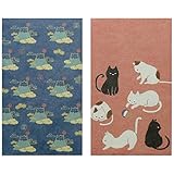 日本製 和紙 ポチ袋 富士山 ＆ ねこ セット (シール付き)