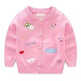 女児 女の子 子供服 長袖 ニットセーター ニット ウェア シャツ トップ セーター カーデ 春秋 可愛い 刺繍 ピンク