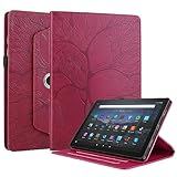 【AFHMX】Fire HD10 ケース 第11世代 2021 Fire HD10 Plus ケース Fire HD 10/ Fire HD 10 Plus 第11世代保護ケース Fire HD 10 2021 カバー 人気 高級 PUットスタンド機能 360度回転ス 3段階調節可能 脱落防止耐衝撃 耐久性 スマートカバー (Fire HD 10 /10 Plus (2021), レッド)