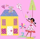 Oopsy Daisy Little Houses Blue Roof Stretched Canvas Wall Art by Rachel Taylor, 10 by 10-Inch [並行輸入品