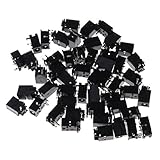 D DOLITY 50個/ロット　4.0mm X 1.7mm 　DC　電源ジャック　ソケット　 PCB　マウント　コネクタ　シルバートーン＆ブラック