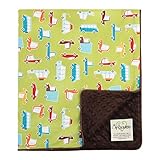 My Blankee Road Trip Organic Cotton Lime Green w/ Minky Dot Brown Baby Blanket, 30 X 35 by My Blanke