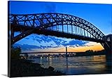 Claudia uriposプレミアムシックラップキャンバス壁アート印刷題名ニューヨーク市、Queens、アストリア、Hell Gate Bridge , and Triboroughブリッジ 30"