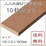 JJウッド 人工木材 006断面規格 100×8mm ブラウン 1800mm <10枚セット>