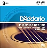 D’Addario ダダリオ アコースティックギター弦 EJ16-3D 3セットパック フォス...