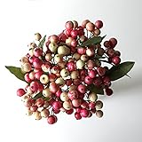 【Blooming＆me】フラワーデザイナー推薦 枯れない 高品質 上質な造花 リアルなベリーを表現 南国 フレッシュベリーブッシュ ベリーの実 インテリア 2束セット 選べる3色 (ピーチアイボリー