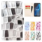 Android One S10 S10-KC ケース カバー 手帳型 アンドロイドワン ハンドあり 本革 ステンドグラス シルバー