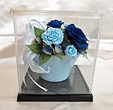 花 風水 ハッピー ブーケ レッド ブルー 青 アレンジ プリザーブドフラワー ディス プレイ用 ウィンナーケース 付