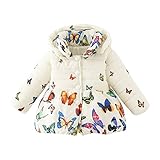 Cutelove　ベビー服　子供服　コート　ウインドブレーカー　暖かいセーター　トップス　フード付き　ロングスリーブ　蝶柄　長袖　綿　女の子　ガールズ　ベビー　赤ちゃん　幼児　冬　保温　防寒　可愛い　