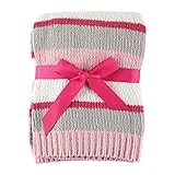 Hudson Baby Striped Chenille Blanket, Pink by Hudson Baby