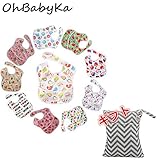 Ohbabyka油が落ちるスタイ10点セット スーパービブ 柔らかくて軽量 洗濯機で洗えてすぐ乾く よだれかけ お食事エプロン スタイ 袖なしタイプ お食事用防水ビブ 撥水 6~24ヶ月 男の子 女の