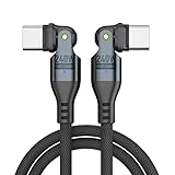 PD240W USB Type C ケーブル USB-C to USB-C Ｌ字型 180°回転可【1.8M】5A急速充電 データ転送可 タイプc 充電ケーブル AndroidなどType-C機種対応（ブラック）