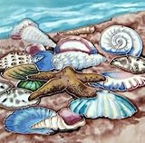 ヒトデスター魚シーン装飾セラミック壁アートタイル4 x 4