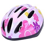 キッズヘルメット ヘルメット 子供用　5-18歳向け 自転車　48-58cmダイヤル調整 ジュニア 自転車用品 軽量 通勤通学　サイクリング スケートボード用 ピンク＆花1