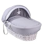 Clair de Lune Silver Lining Wicker Basket (Grey/White) by Clair de Lune