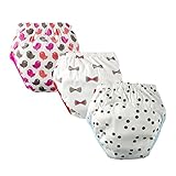 (ビッグエレファント) Big Elephant　ベビー用　女の子　男の子　下着　可愛い　くまちゃん　ドット　ベビーパンツ　ブリーフ　トレーニングパンツ　三色セット　80　90　100　3-24ヶ月　