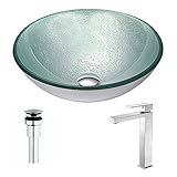 Spiritoシリーズdeco-glass容器シンクでChurningシルバーwith Enti蛇口でつや消しニッケル