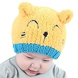 ニット 帽子 赤ちゃん ベビー用品 冬 保温 動物 カワイイ 出産祝い プレゼント (イエロー)
