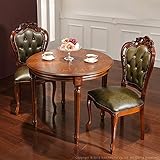 イタリア製 象嵌細工 ダイニング3点セット テーブル＋革張りチェア2脚 f-mby-42200141 ブラウン色 ■組立設置致します。