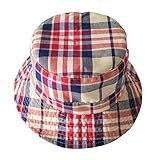 LeafIn ベビー 帽子 キッズ ハット チェック柄 ゴム付き 日よけ 紫外線対策 UVcut帽子 男女兼用 子供用 綿クロッシェ サファリハット チューリップハット (頭囲：48cm, レッド)