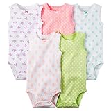 カーターズ Carter's ロンパース ボディスーツ ベビー肌着 袖なし 5枚組 女の子 綿100% 5-Pack Sleeveless Bodysuits NB (50-55cm) [並行輸入品]