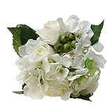 Lovoski 全５色選ぶ　造花　ブライダル　ブーケ　人工ローズ　フラワー　ホーム　結婚式対応　絹布　 - ホワイト+グリーン