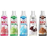 井村屋 かき氷シロップ 「氷みつ」 5種セット（イチゴ・メロン・ハワイアンブルー・みぞれ・コーラ）各330g