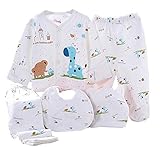 桜の顔 ベビー服 セット赤ちゃん服 新生児肌着5 枚付き100％コットン手触りい 出産祝い (ブルー)