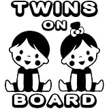 TREZ TWINS ON BOARD 双子 ツインズ BOY&GIRL 男の子 女の子 兄妹 姉弟 ステッカー 【BABY IN CAR】 (ブラック)