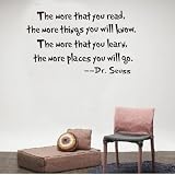 Witkey Dr Seuss More Read More Know Motto Room Decor Quote Vinyl Wall Decal Sticker DIY for Kid Nurs