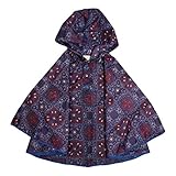 レインポンチョ ベビー キッズ 雨カッパ レインコート マント型 雨具 合羽 子供用 ネイビー-02 M