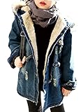 Bevalsa子供服 コート アウター キッズ ジュニア 女の子 デニムコート ジャケット フード 帽子付き 秋冬 長袖 あったか 暖かい 裏起毛 通学 可愛い 韓国風 入学式