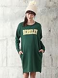 Angeliebe エンジェリーベ マタニティ ワンピース 授乳口付き 裏起毛 カレッジロゴ ワンピ 妊婦服 産前 産後 長袖 M ～ L ダークグリーン 22075 22075302